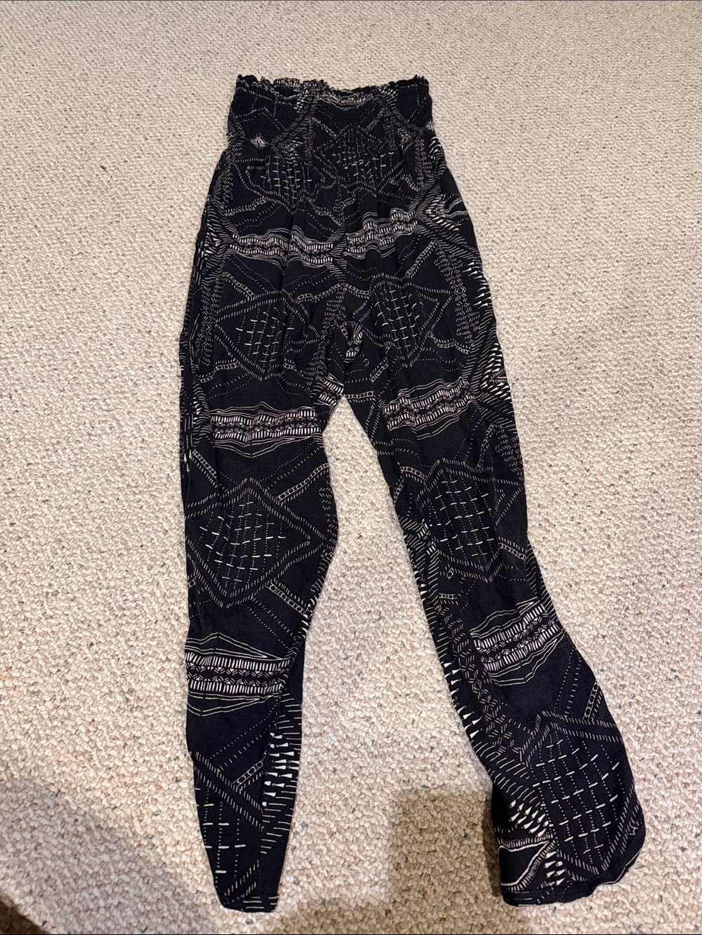 Women’s Michael Stars Strapless Smocked Black Patterned Jumpsuit